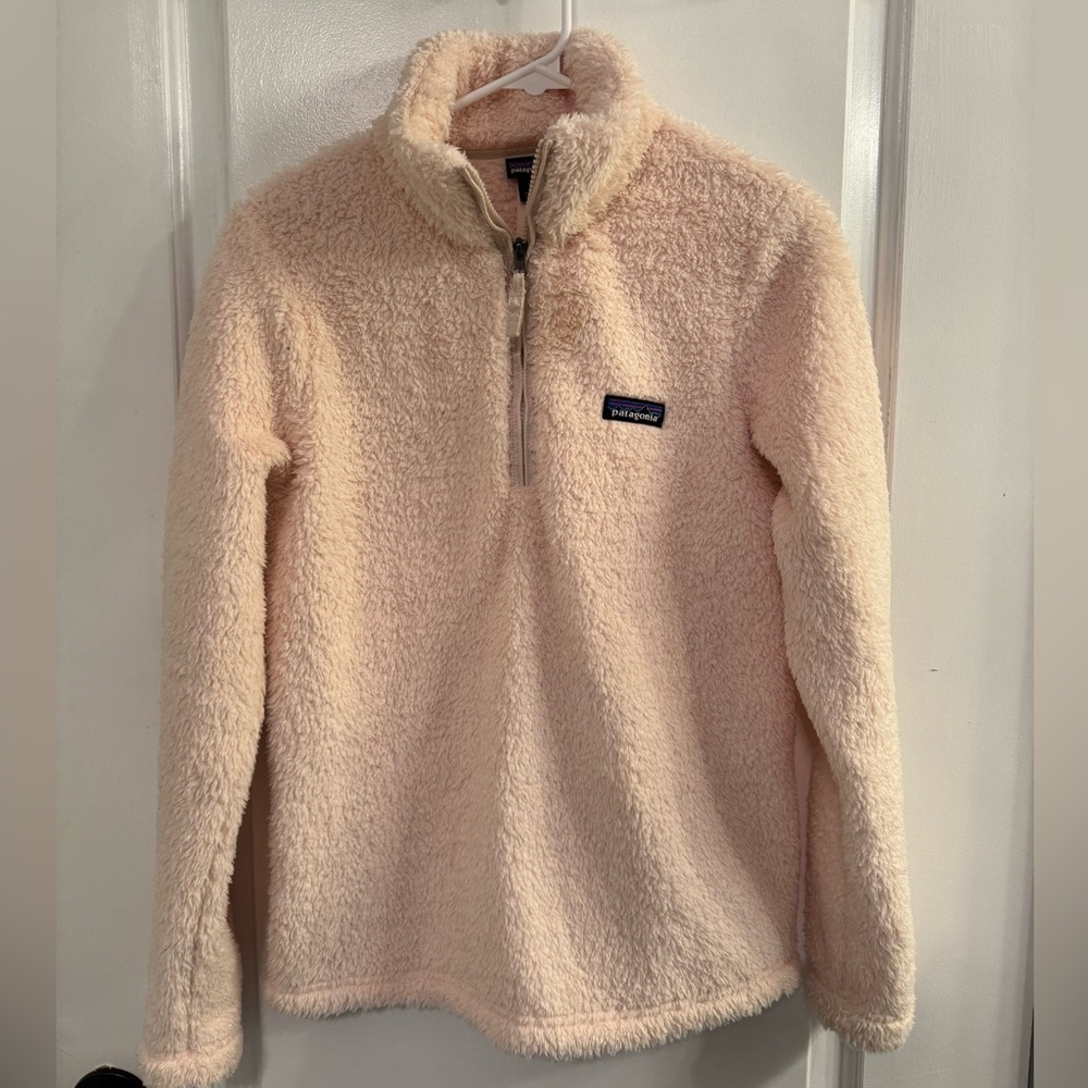 Patagonia Los Gatos 1/4 Zip Up Fleece Sherpa Pullover Calcium Pink Small